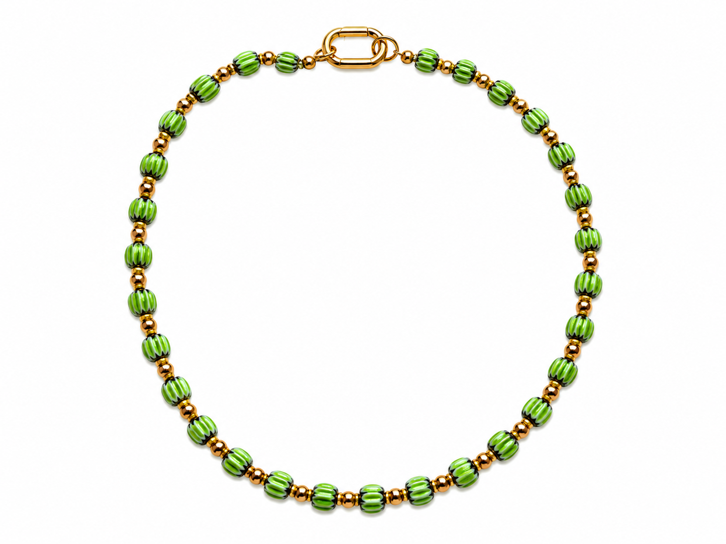 Collar Lola — piedras africanas Verde.