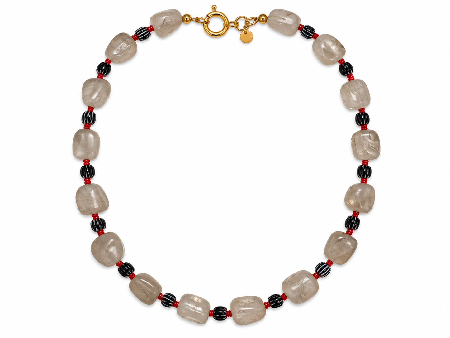 Collar Lola — Cuarzo blanco y piedras africanas.