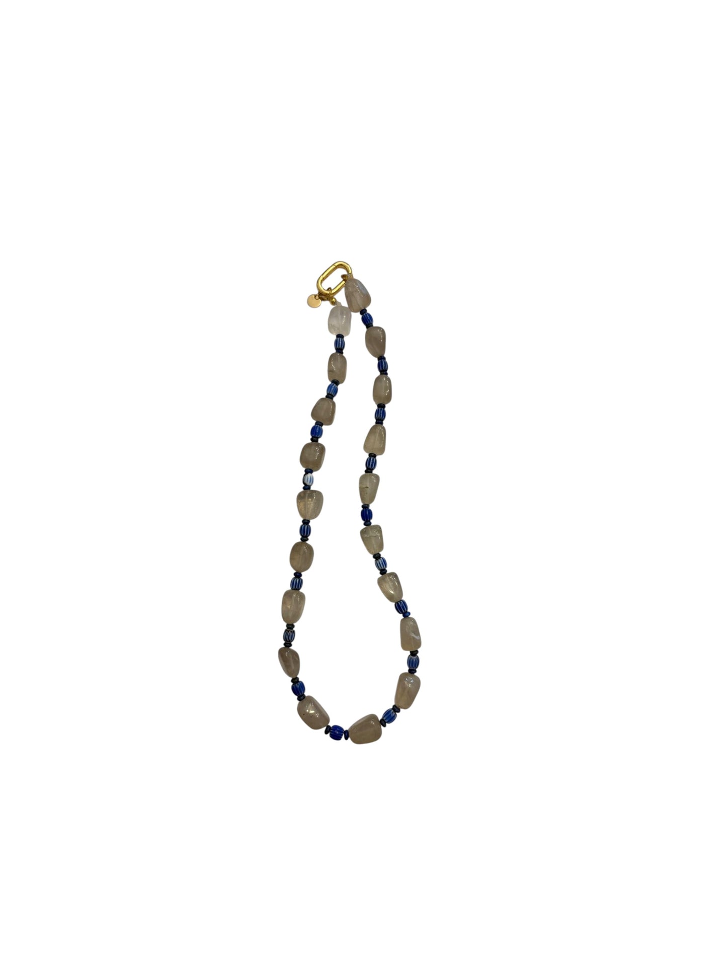 Collar Max — Cuarzo y Azul Chevron