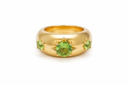 3 Star Ring — Three Natural Stones 18K Gold Plated