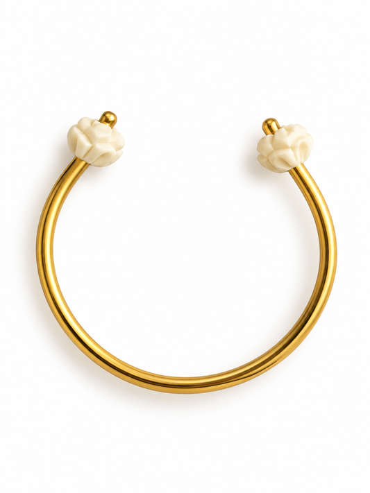 Pulsera Hueso Flor Blanca