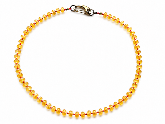 Collar Arun- Amarillo y cordón encerado naranja.