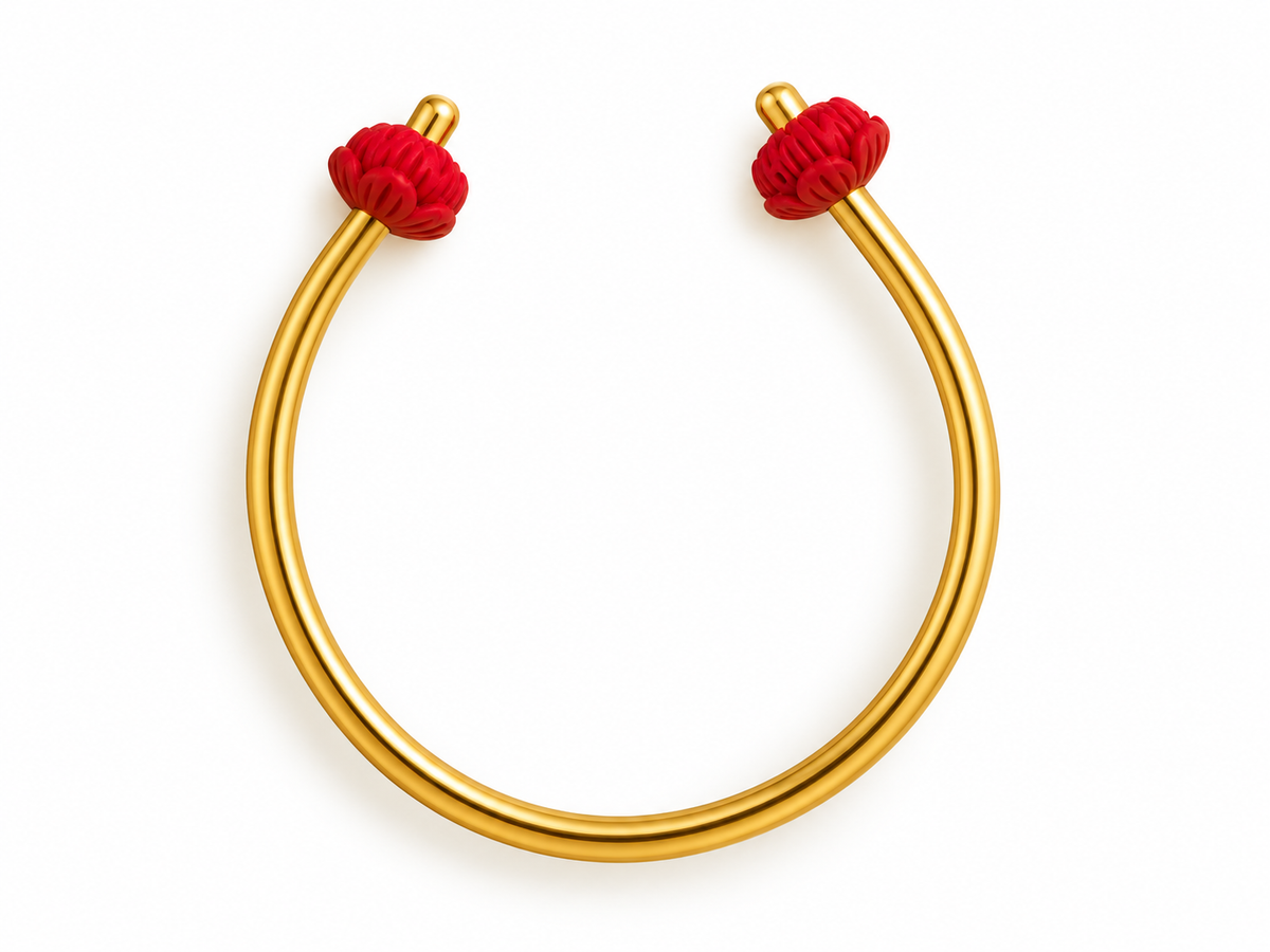 Pulsera Hueso Flor Roja