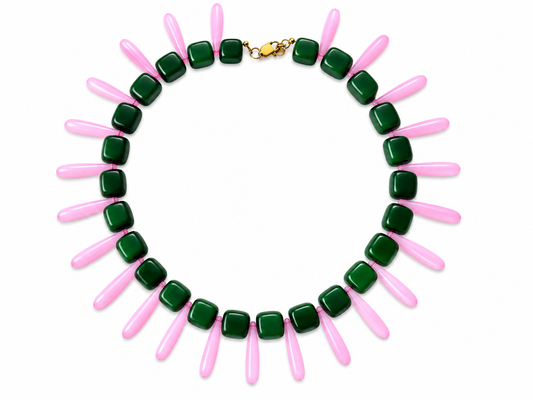Collar Milagro — Verde y Rosa.