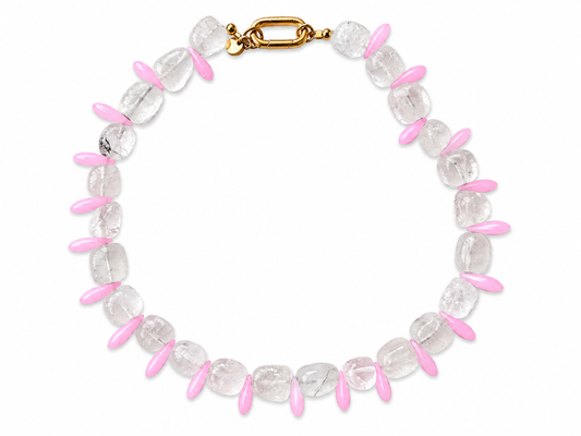 Collar Milagro — Cuarzo Blanco y rosa.