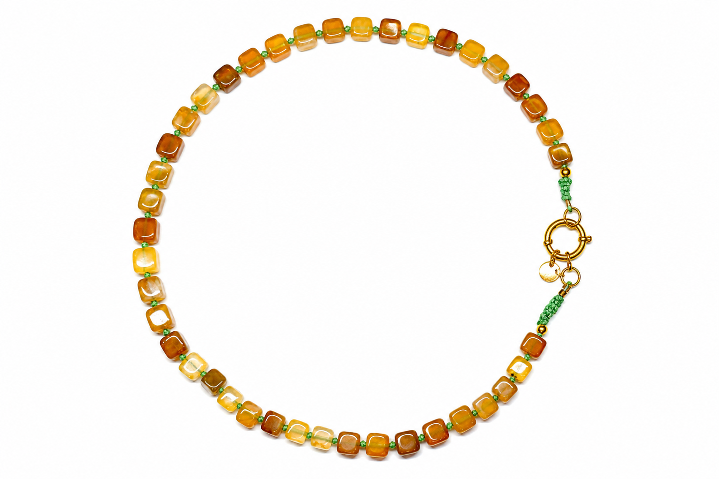 Collar Arun marrón y verde claro piedras naturales — BoMBoM Jewels