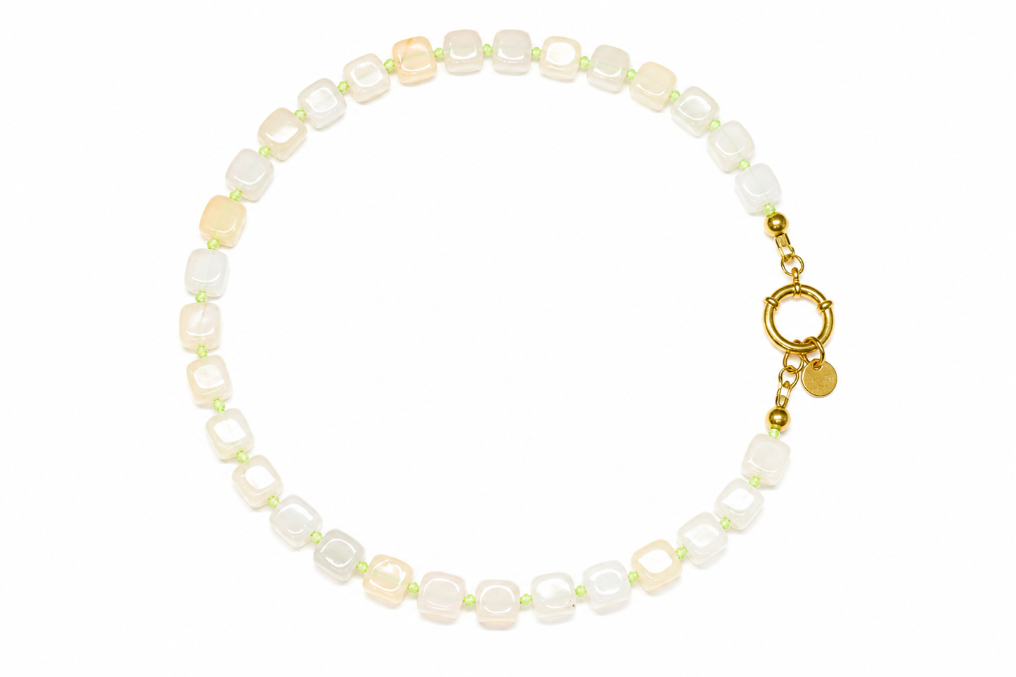 Collar Arun nácar y verde piedras naturales — BoMBoM Jewels