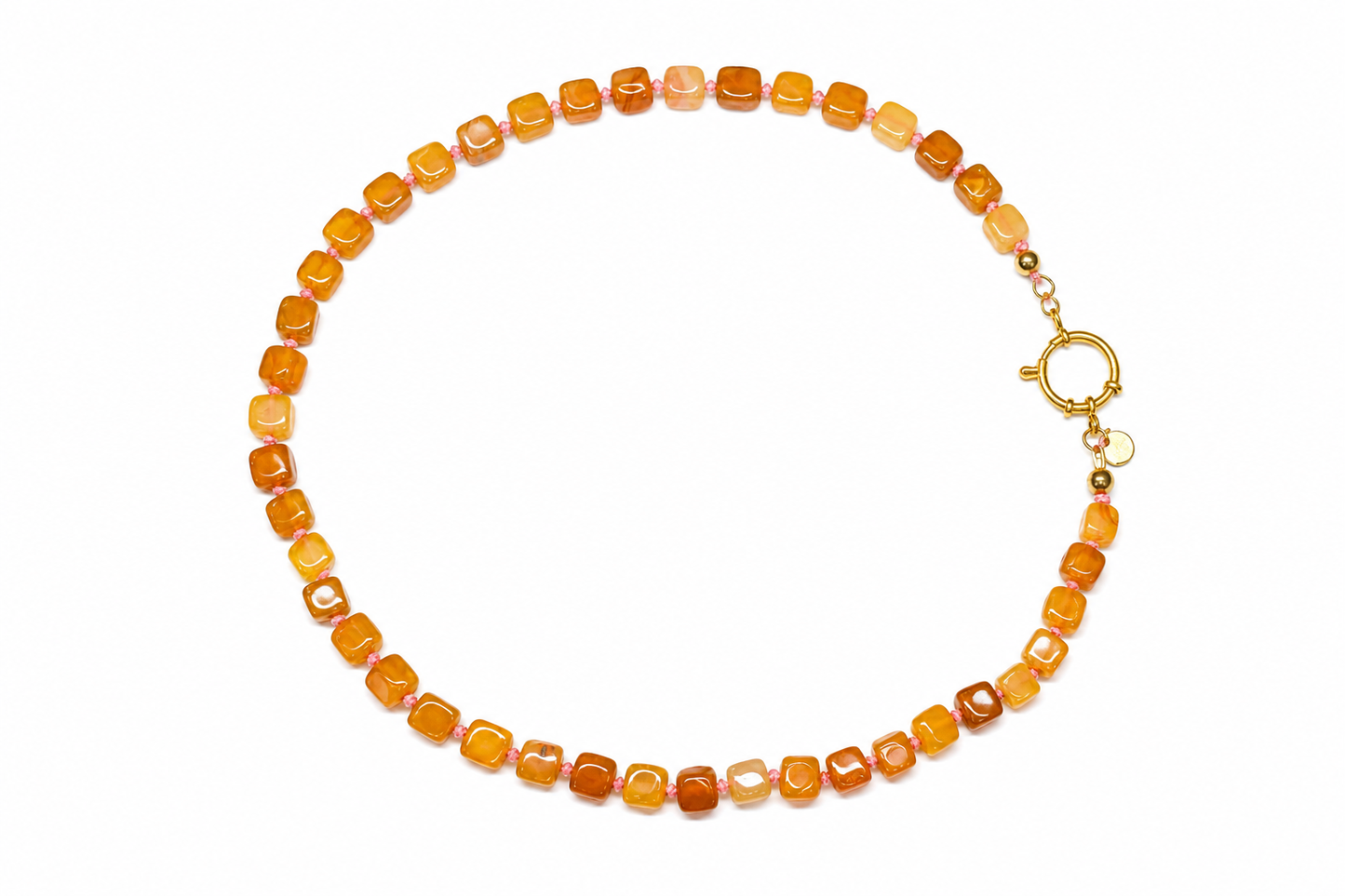Collar Arun naranja y rosa piedras naturales — BoMBoM Jewels