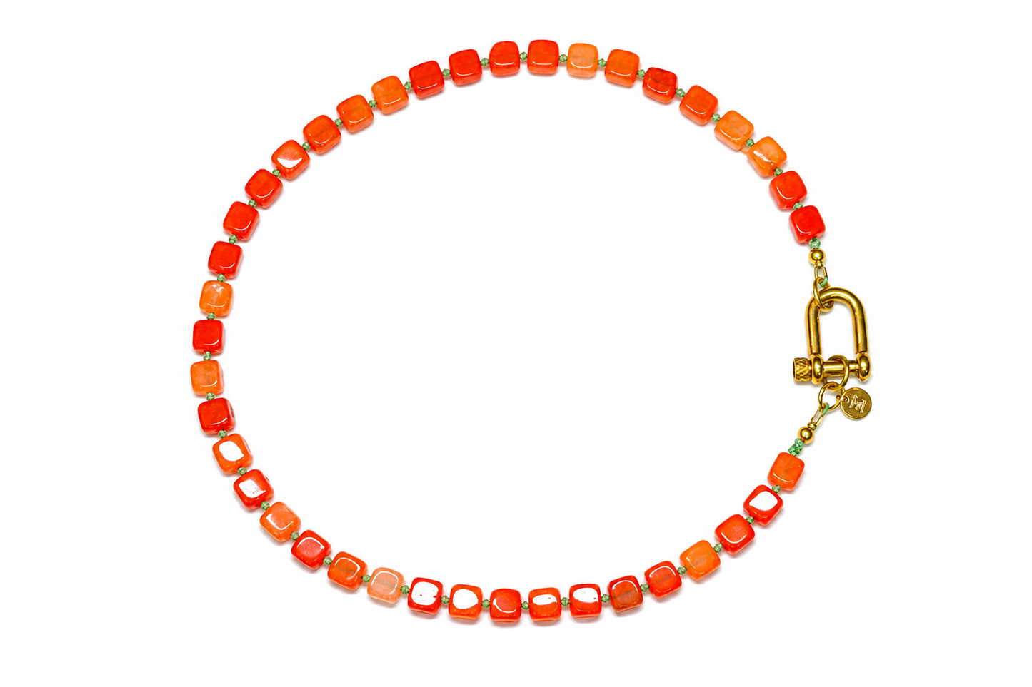 Collar Arun naranja y verde piedras naturales — BoMBoM Jewels