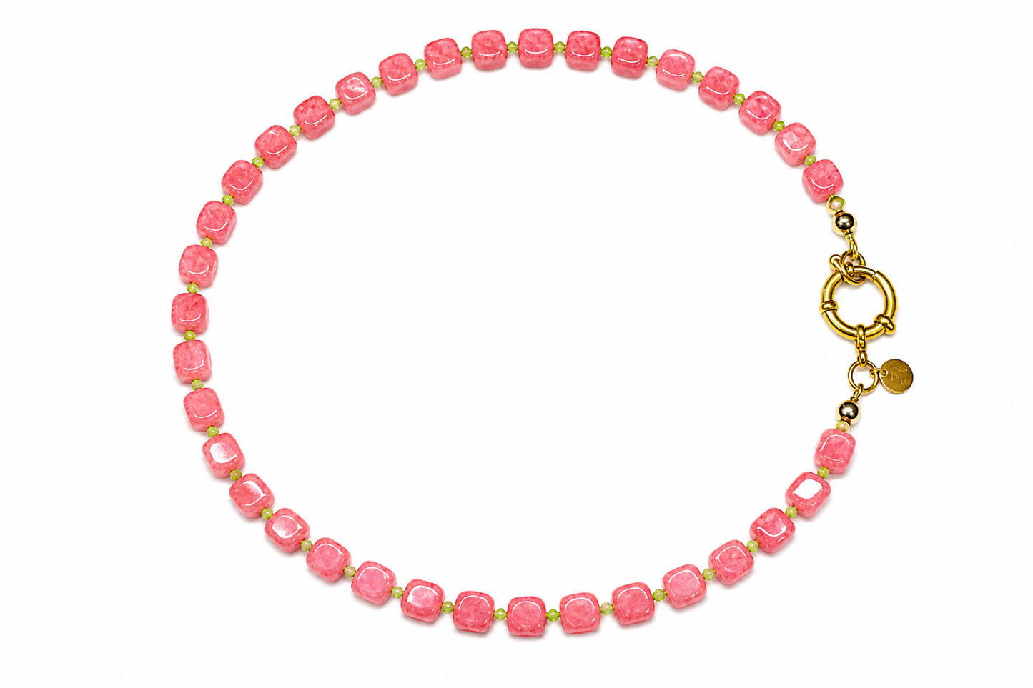 Collar Arun rosa y pistacho piedras naturales — BoMBoM Jewels