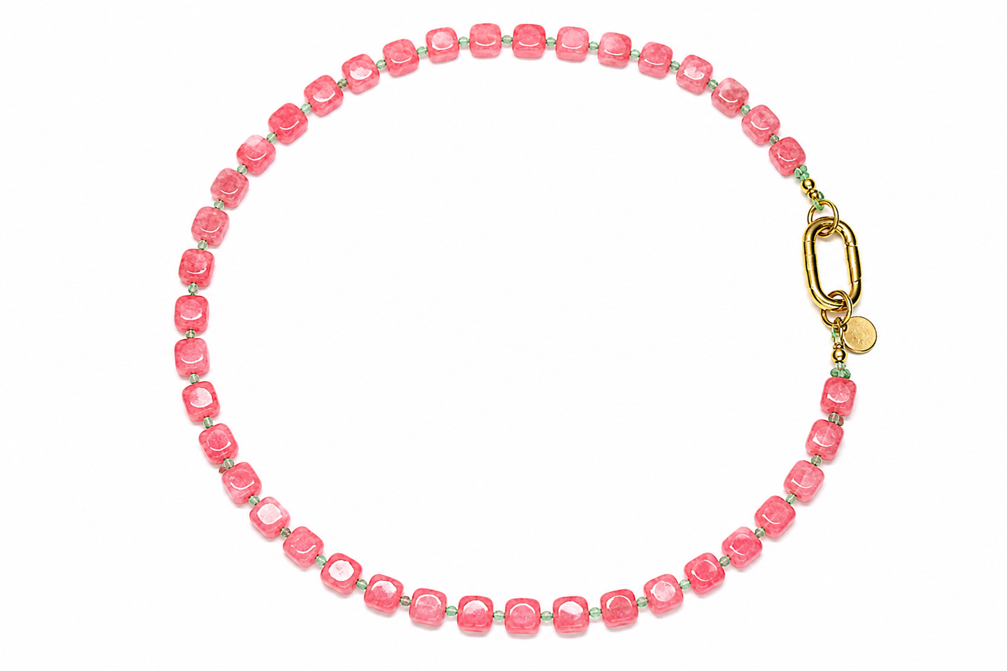 Collar Arun rosa y verde claro piedras naturales — BoMBoM Jewels