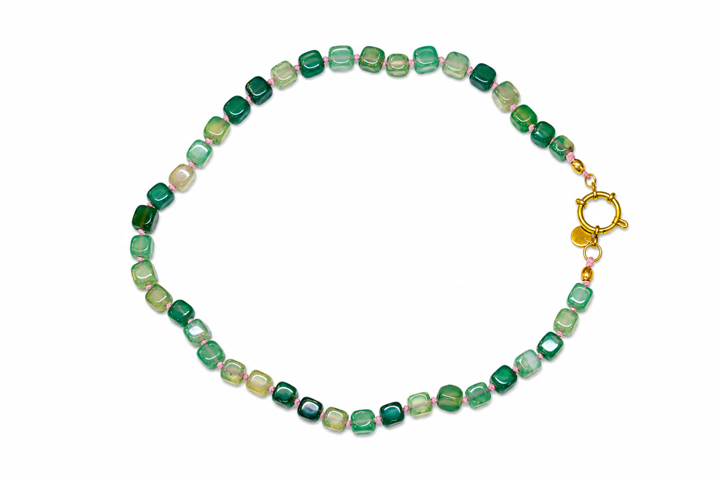 Collar Arun verde mix y rosa piedras naturales — BoMBoM Jewels
