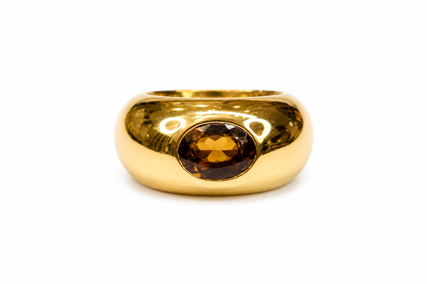 Big Solitaire Ring — Large Natural Stone 18K Gold Plated