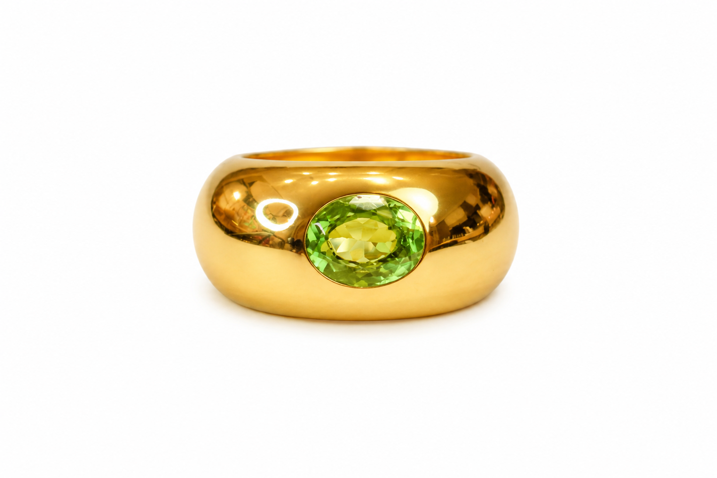 Big Solitaire Ring — Large Natural Stone 18K Gold Plated