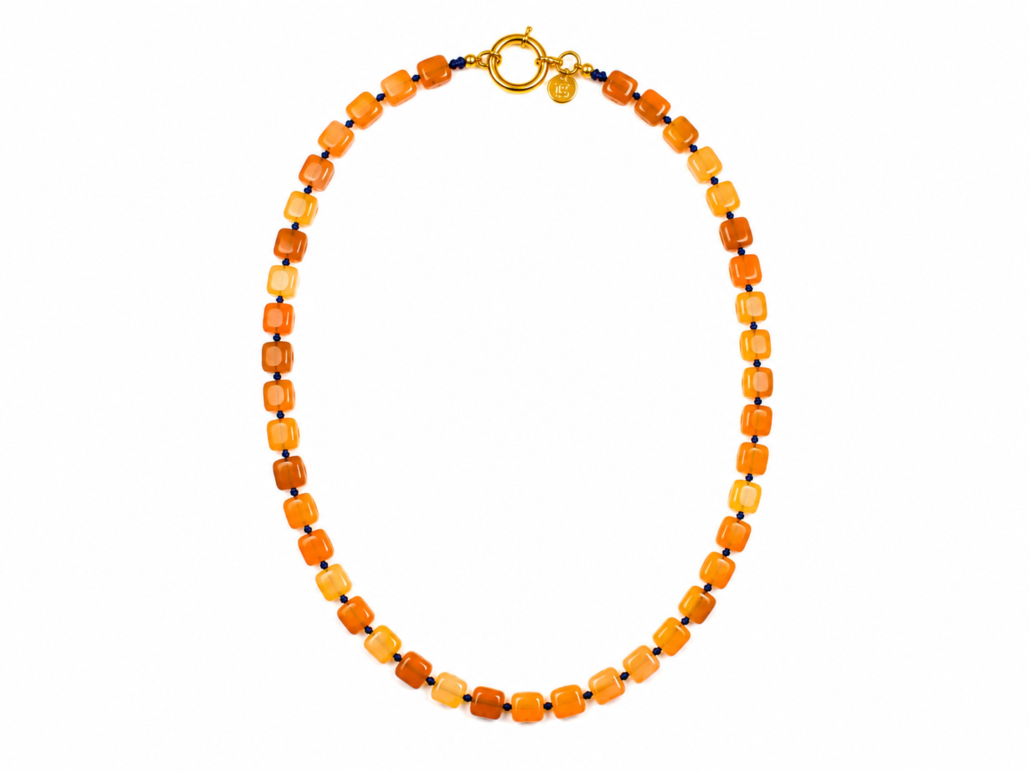 Collar Arun — Piedras naturales con cordón encerado y nudo