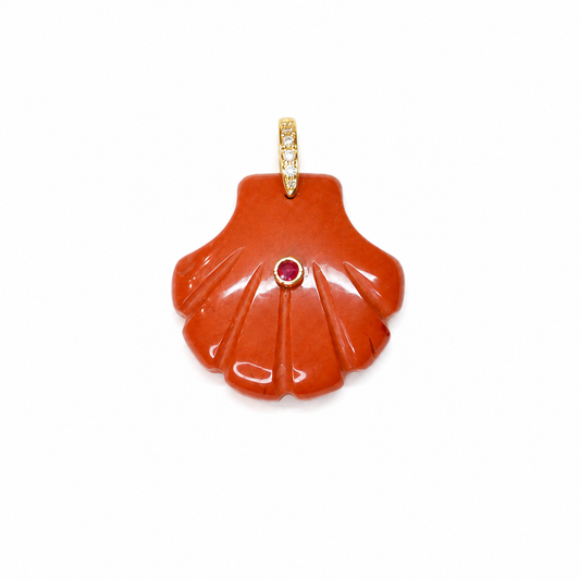 Charm Concha Grande cornalina marrón piedra natural — BoMBoM Jewels