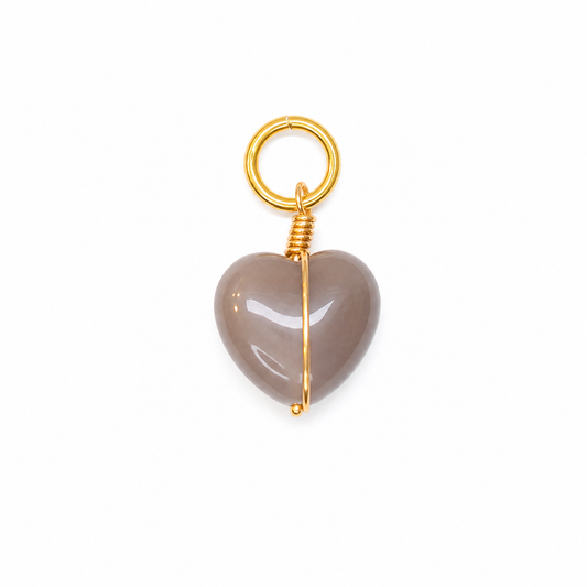 Charm Corazón Alambrizo gris piedra natural — BoMBoM Jewels