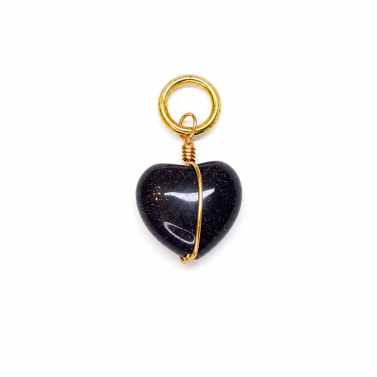 Charm Corazón Alambrizo negro piedra natural — BoMBoM Jewels