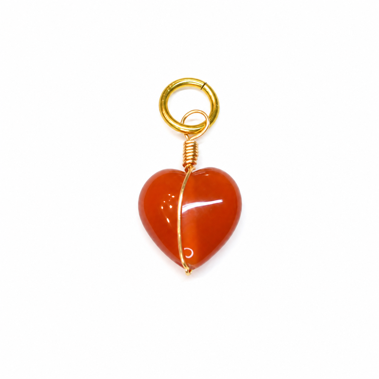 Charm Corazón Alambrizo rojo piedra natural — BoMBoM Jewels