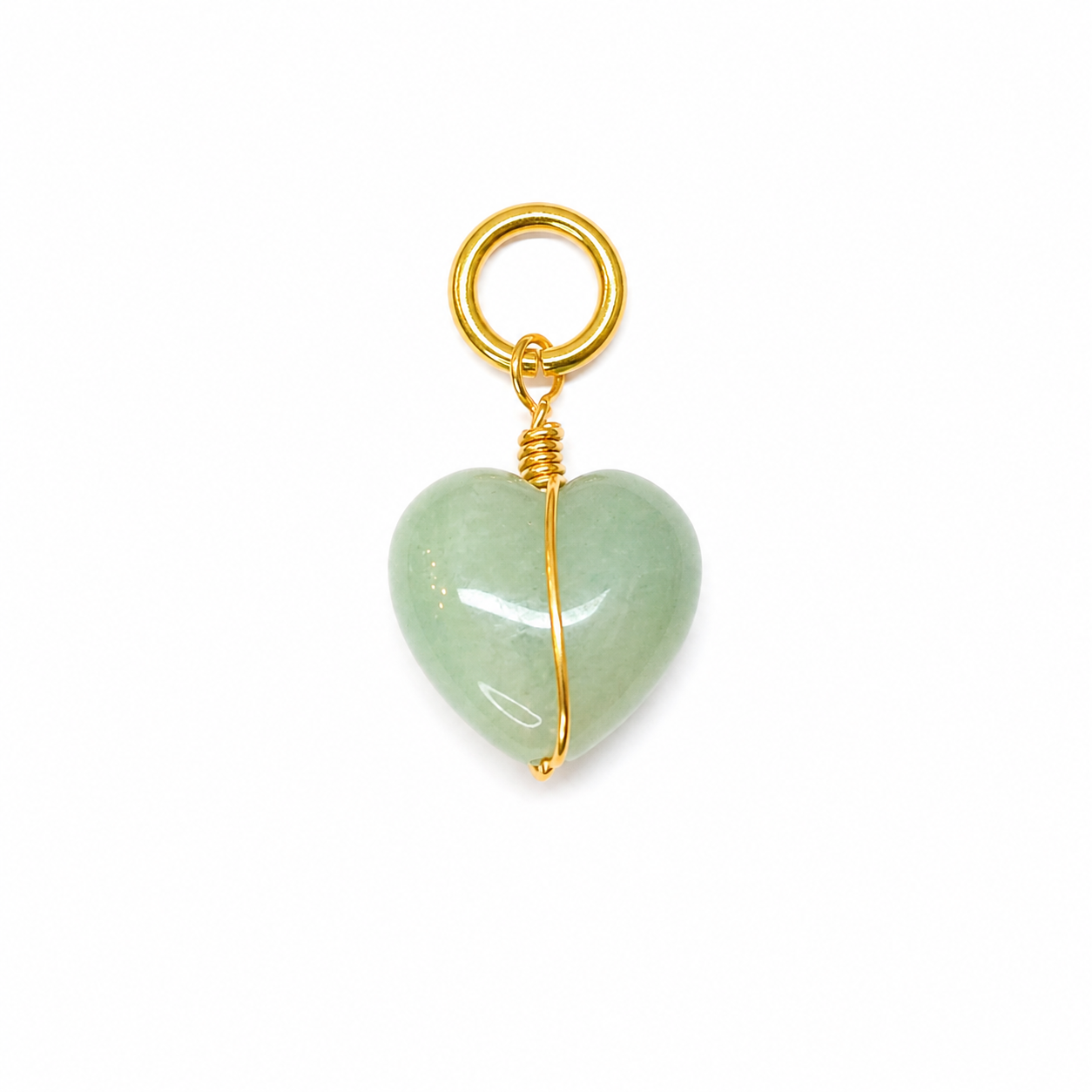 Charm Corazón Alambrizo verde piedra natural — BoMBoM Jewels