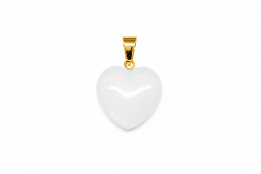 Charm Corazón Mediano cuarzo blanco piedra natural — BoMBoM Jewels