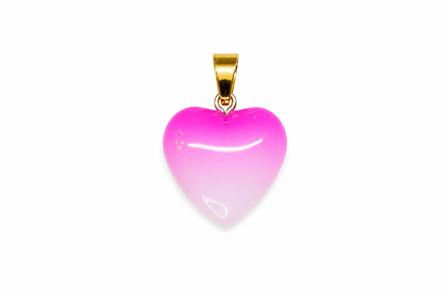 Charm Corazón Mediano rosa tornasol piedra natural — BoMBoM Jewels