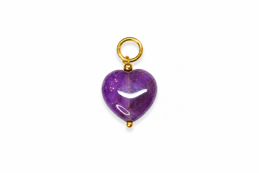 Charm Corazón Pequeño amatista piedra natural — BoMBoM Jewels