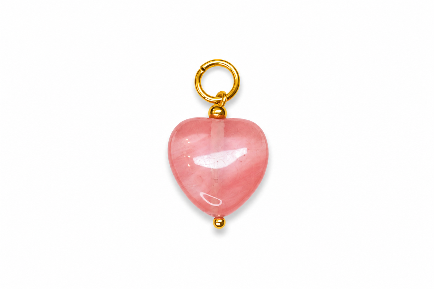 Charm Corazón Pequeño rosa piedra natural — BoMBoM Jewels