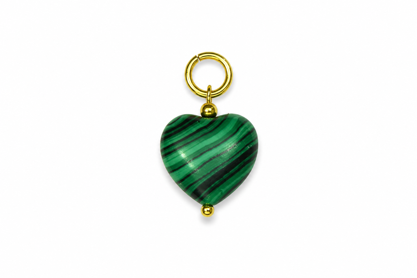 Charm Corazón Pequeño malaquita piedra natural — BoMBoM Jewels