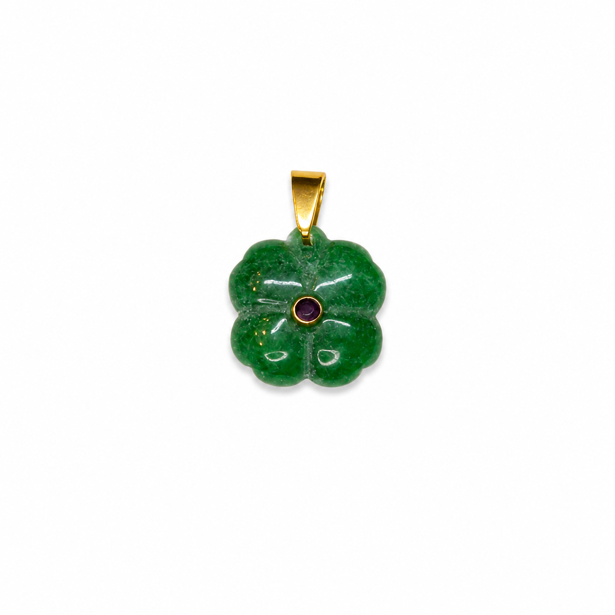 Charm Flor jade verde piedra natural — BoMBoM Jewels