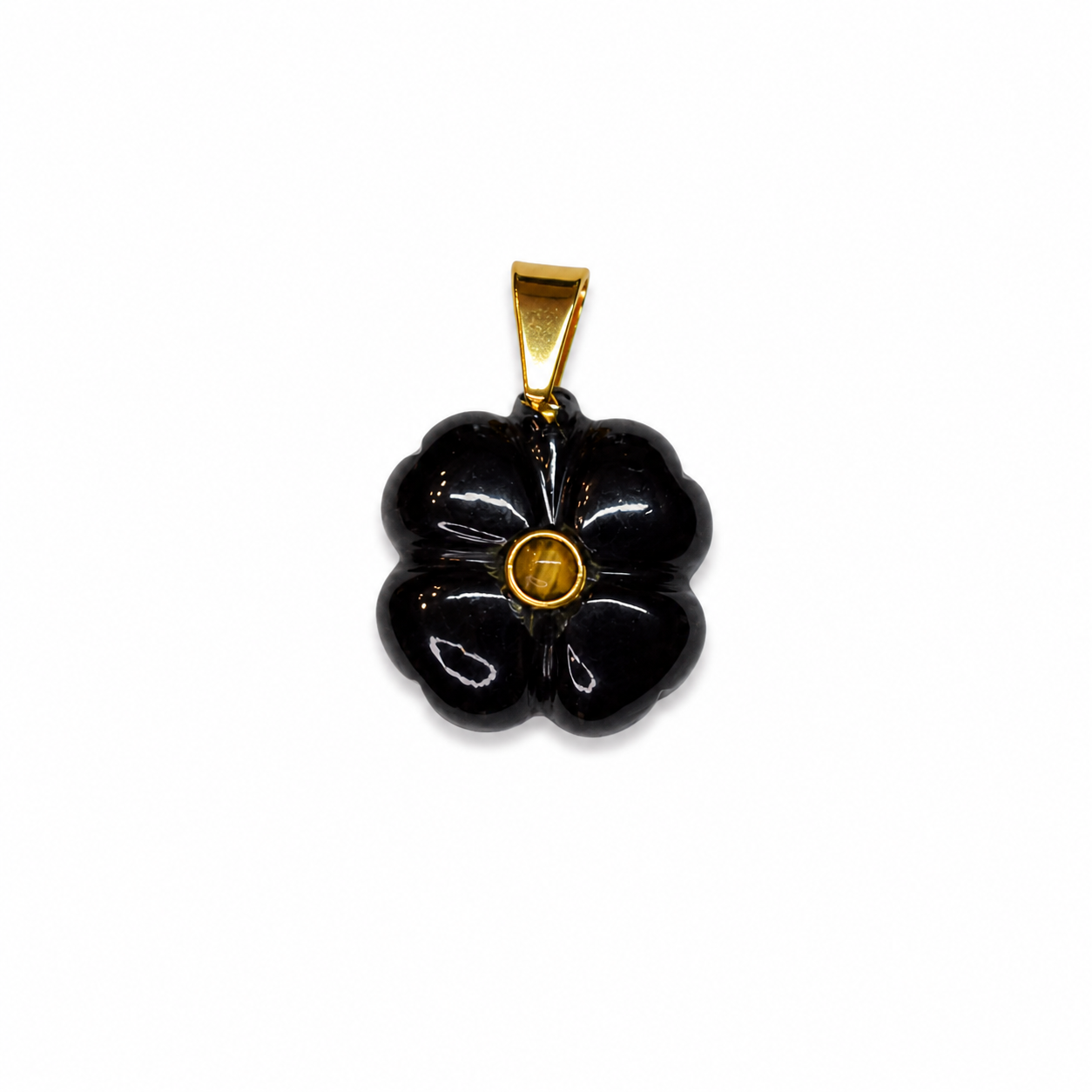 Charm Flor negra piedra natural — BoMBoM Jewels