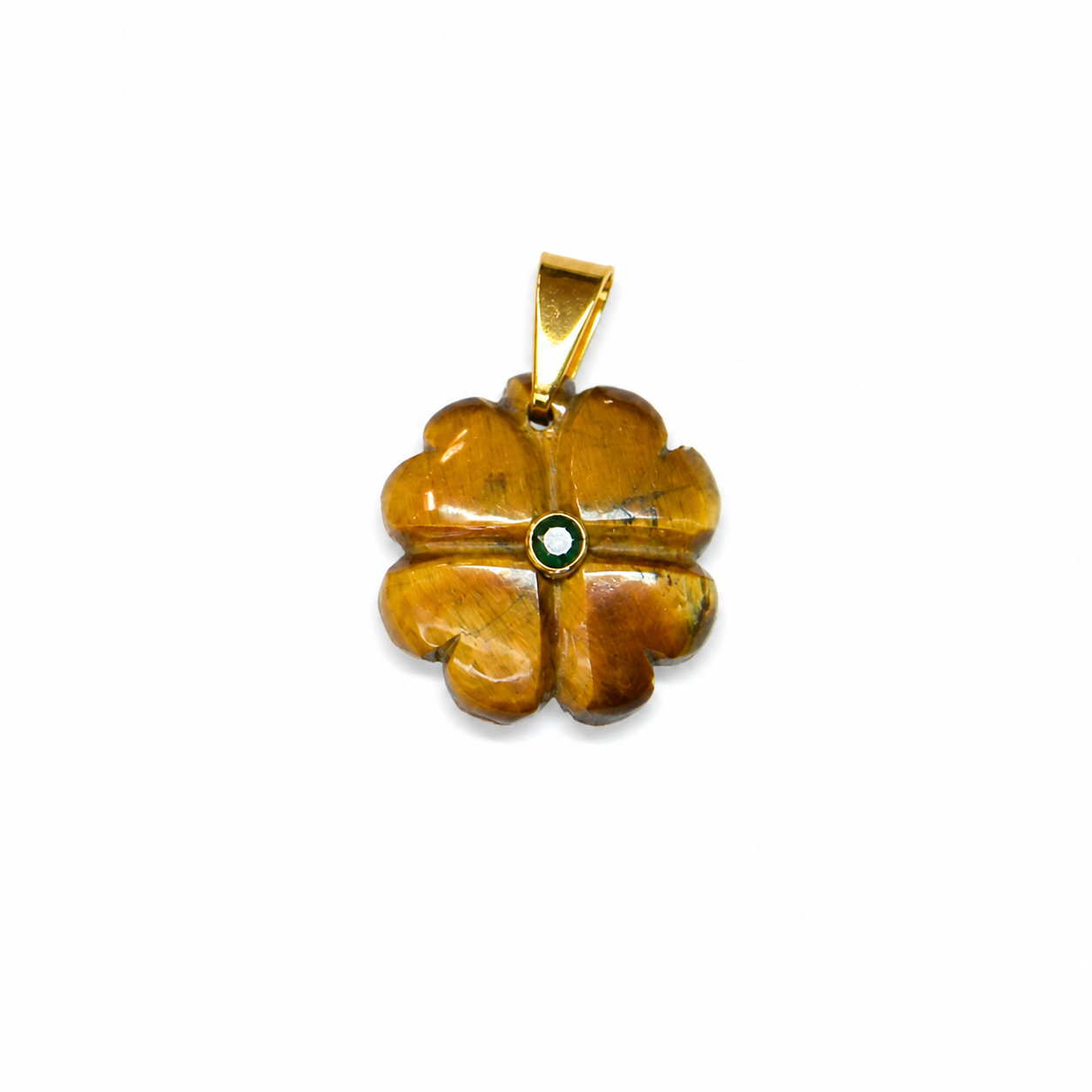 Charm Flor ojo de tigre piedra natural — BoMBoM Jewels
