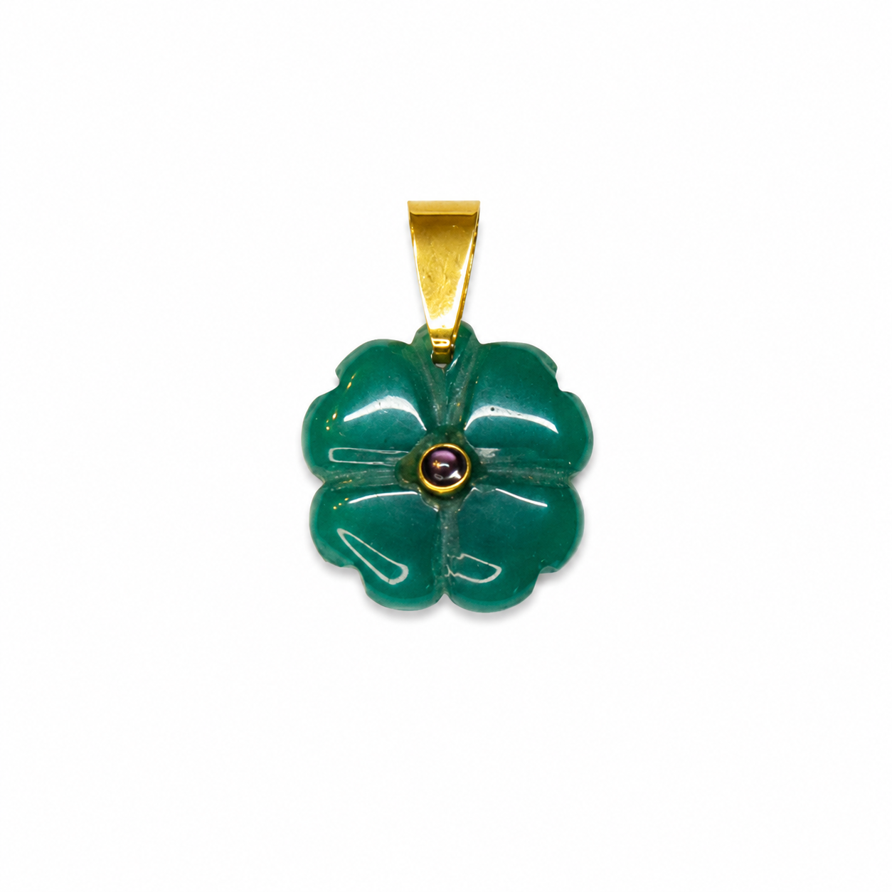 Charm Flor verde piedra natural — BoMBoM Jewels