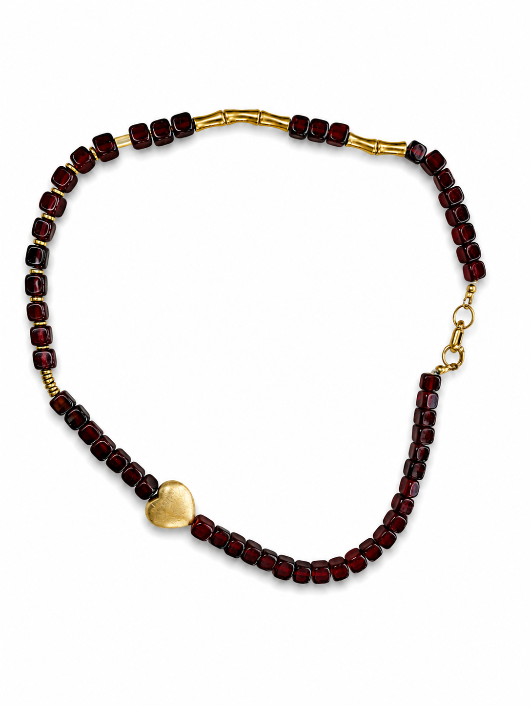Collar Max — Granate y dorado.