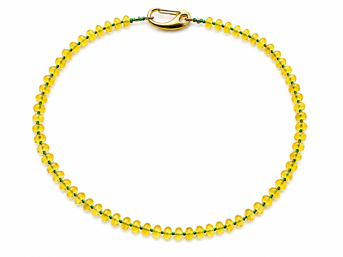 collar arun amarillo y cordón verde encerado