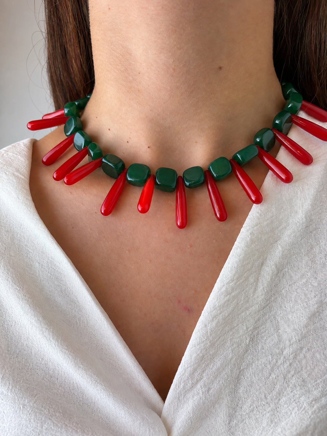 Collar Milagro — Verde y Coral