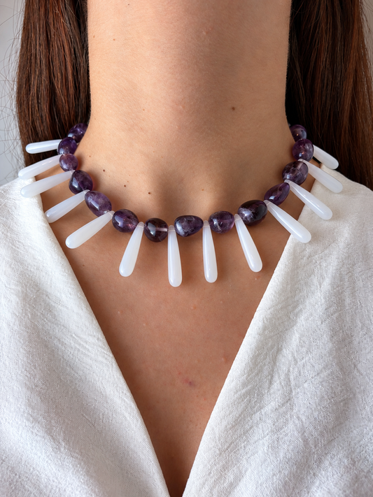 Collar Milagro — Blanco y Morado