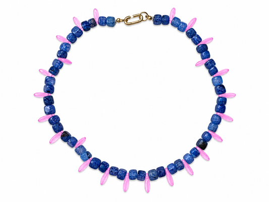 Collar Milagro — Azul y rosa.