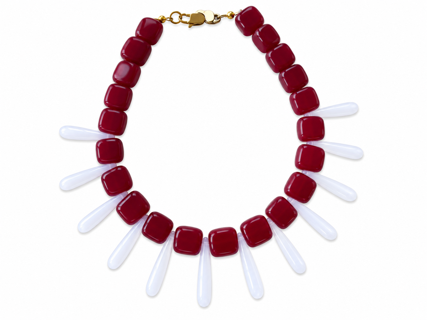 Collar Milagro — Granate y blanco.