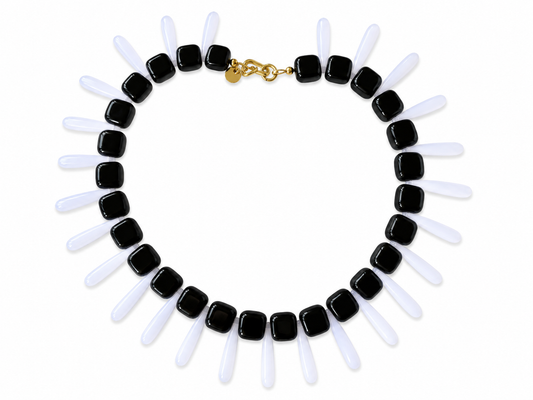 Collar Milagro — Negro y blanco.