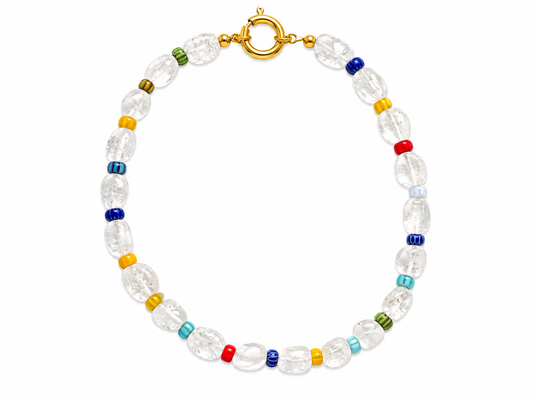 Collar Lola — Cuarzo blanco y mix colores.