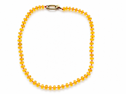 Collar Arun- Amarillo y cordón encerado naranja.