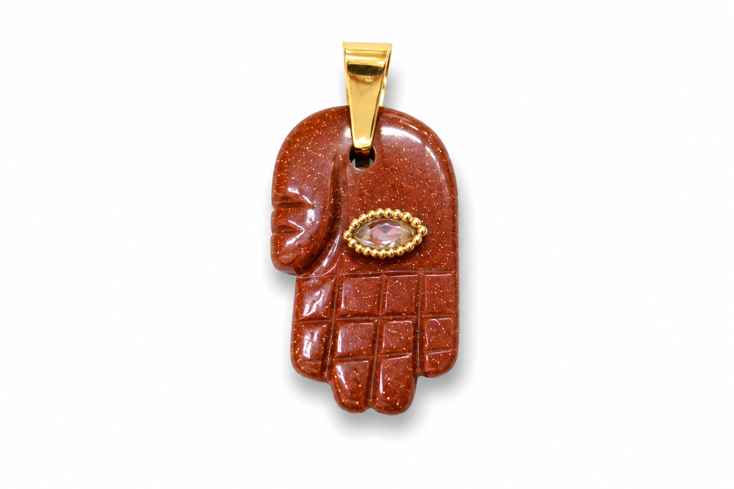 Hamsa Hand of Fatima — Protection Charm with Natural Stone