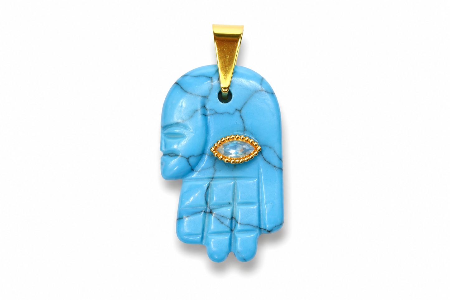 Hamsa Hand of Fatima — Protection Charm with Natural Stone