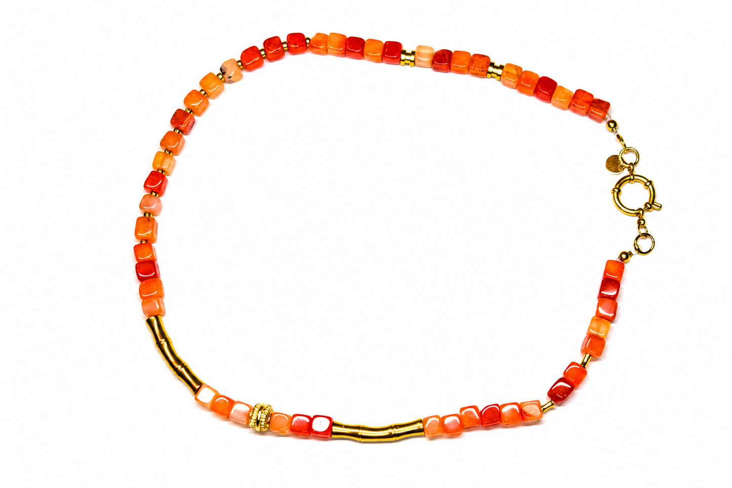 Collar Max naranja piedra natural y acero inoxidable — BoMBoM Jewels
