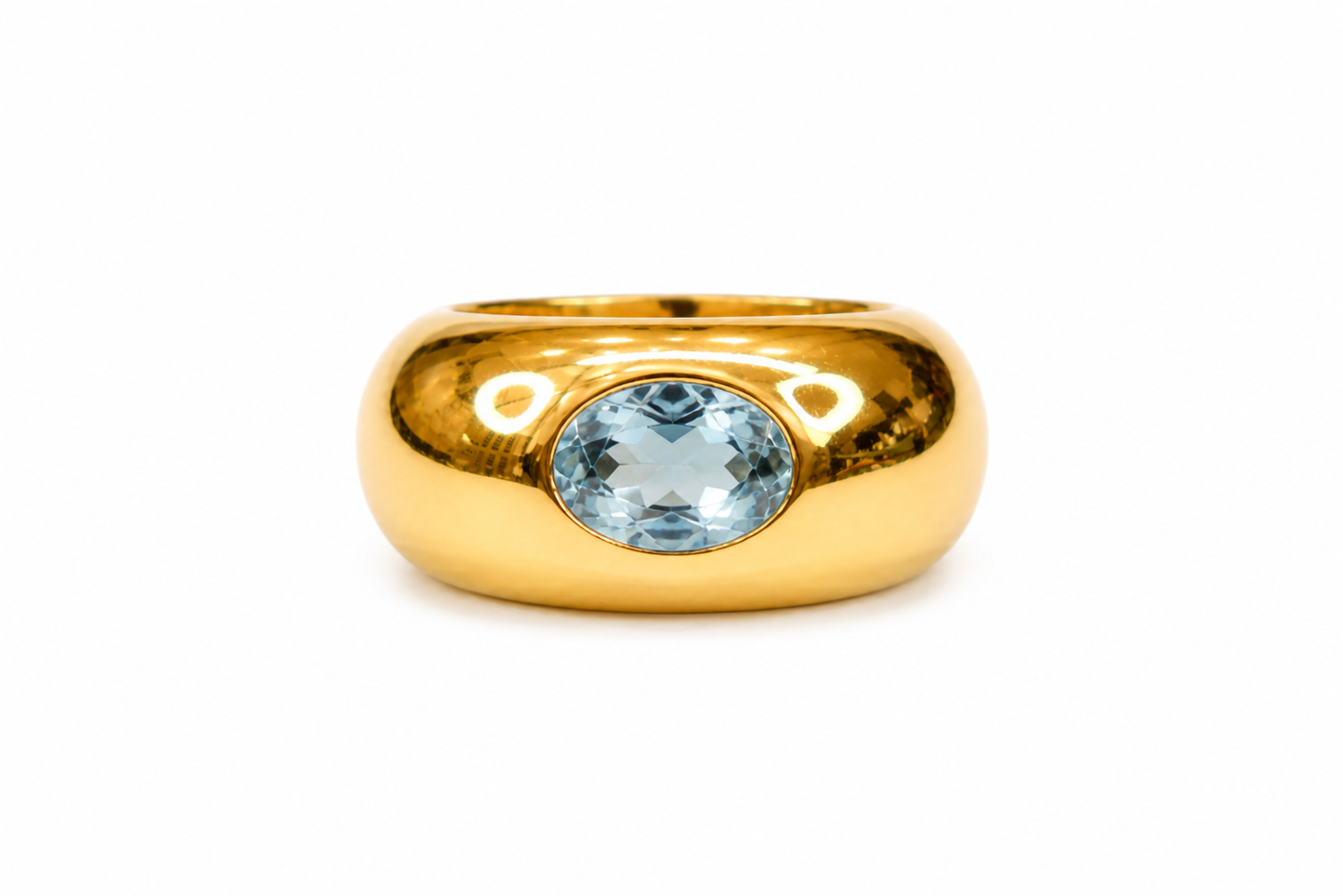 Big Solitaire Ring — Large Natural Stone 18K Gold Plated