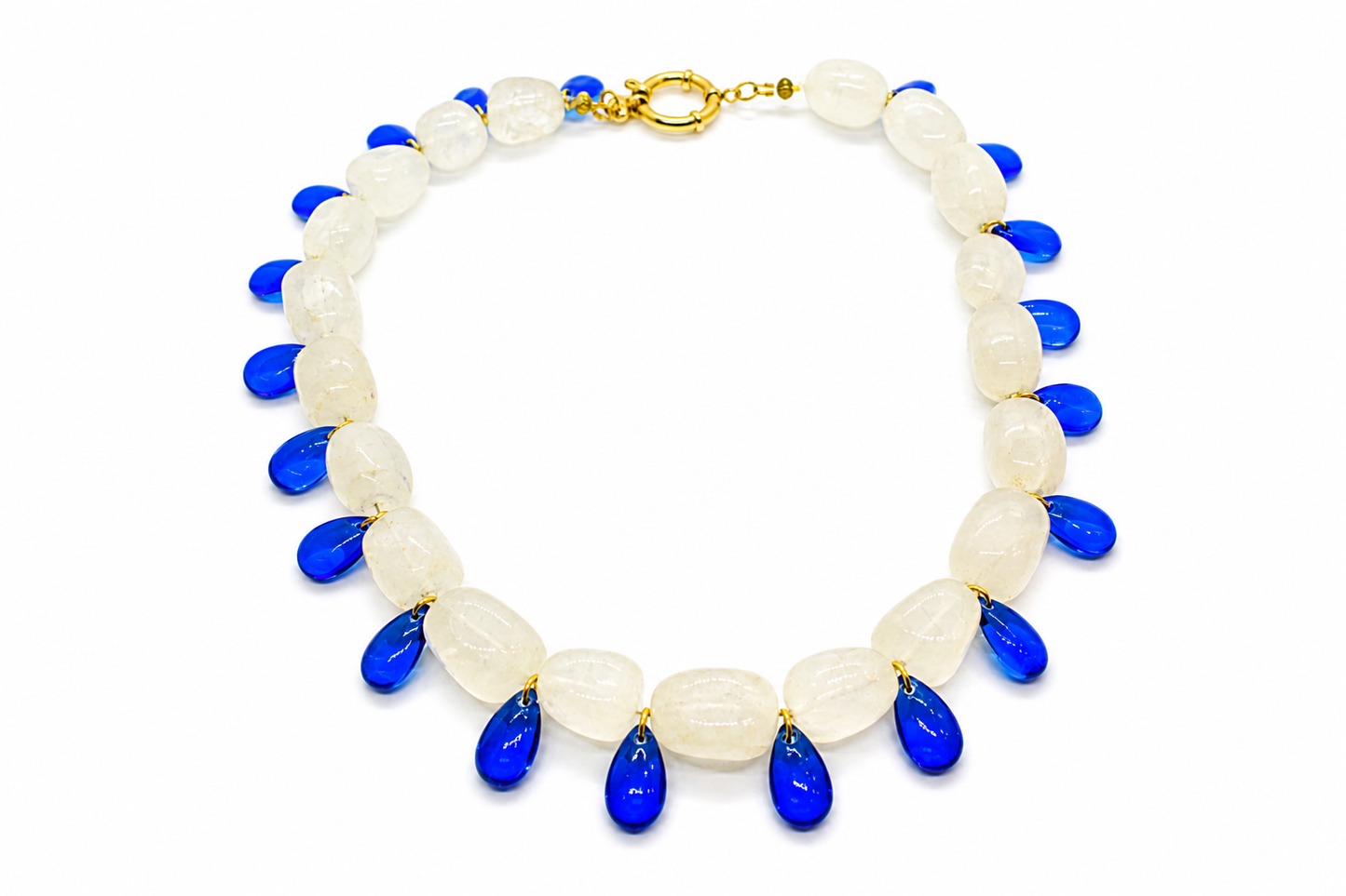 Collar Milagro blanco y azul cristal checo — BoMBoM Jewels