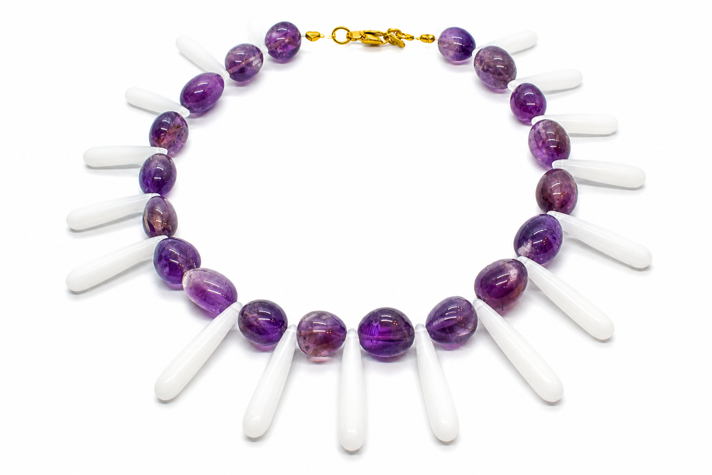 Collar Milagro blanco y morado cristal checo — BoMBoM Jewels