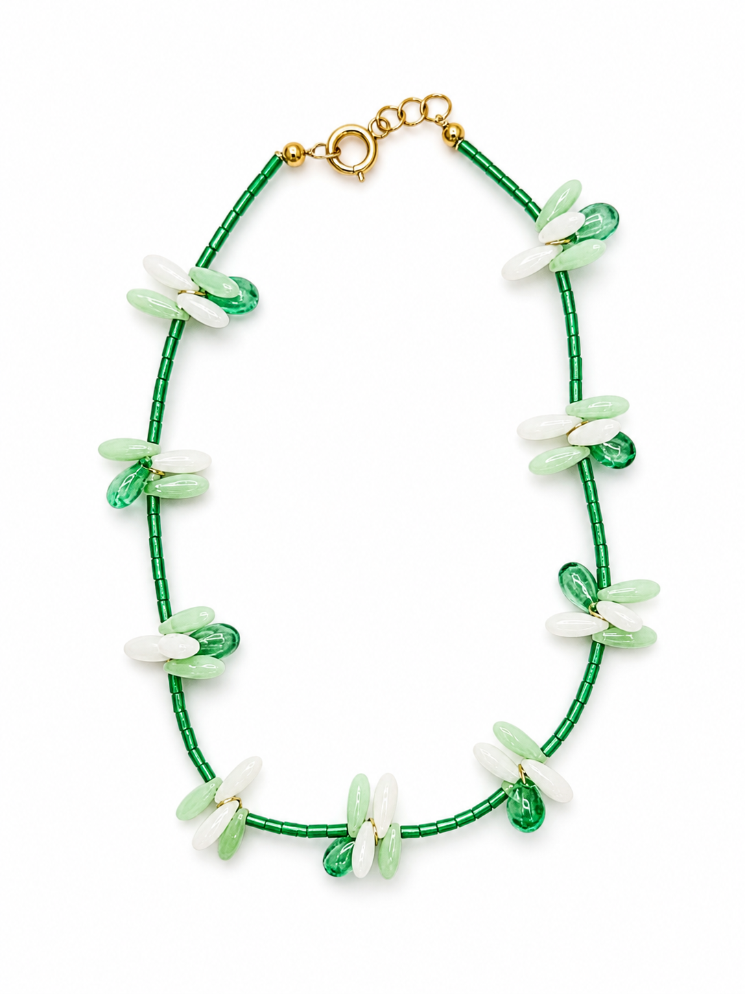 Collar Milagro blanco y verde cristal checo — BoMBoM Jewels