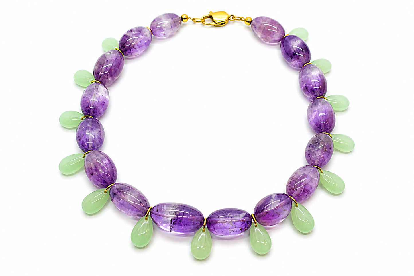 Collar Milagro morado y verde cristal checo — BoMBoM Jewels